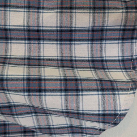 St John's Bay Shirt Men's Large Button Down Short Sleeve Plaid White Blue Preppy - Picture 2 of 8